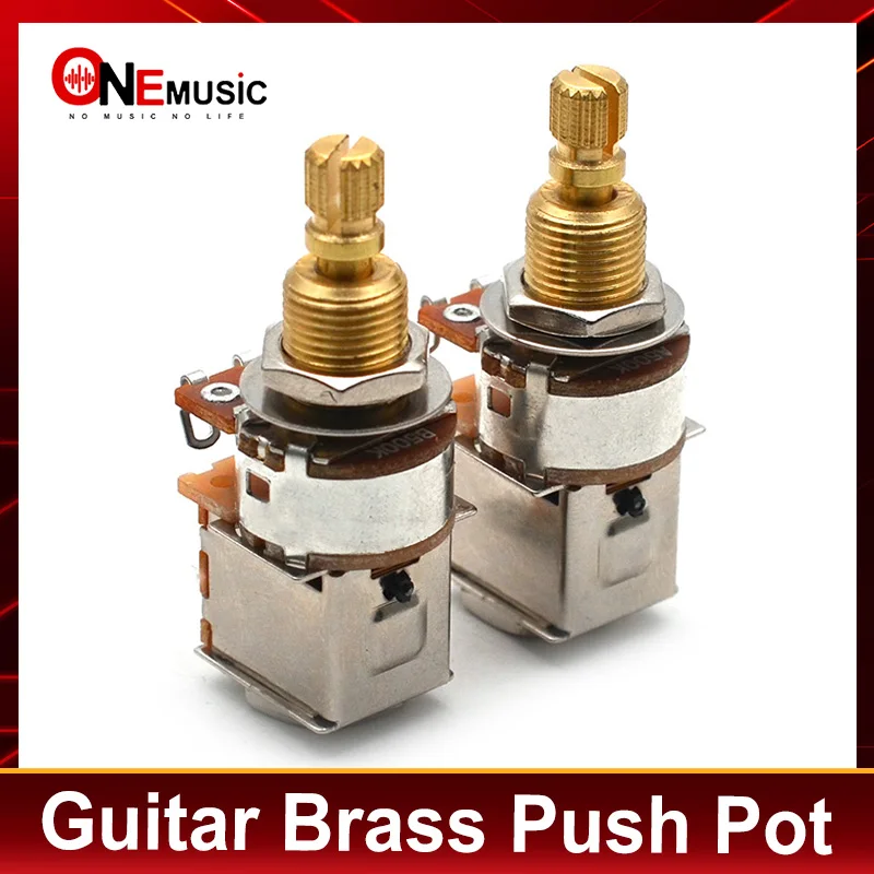 2Pcs Guitar Brass Shaft Push/Push Pots A500K/B500K/A250K/B250K Guitar Control Pot Potentiometer Guitar Parts