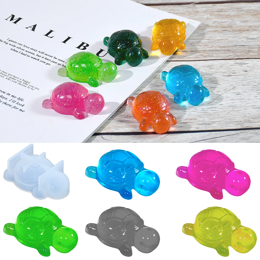 Cute Little Sea Turtle Plate Resin Mold Silicone Epoxy Resin Casting Mould Animal Plaster Making Mold Mini Tabletop Ornament