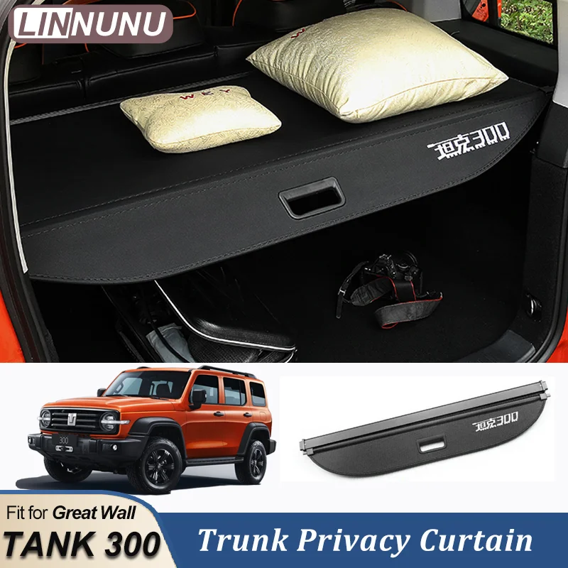 

LINNUNU Car Trunk Curtain Fit for Great Wall Tank 300 Luggage Covers Rear Cargo Retractable Anti-peeping Partition Board Decor