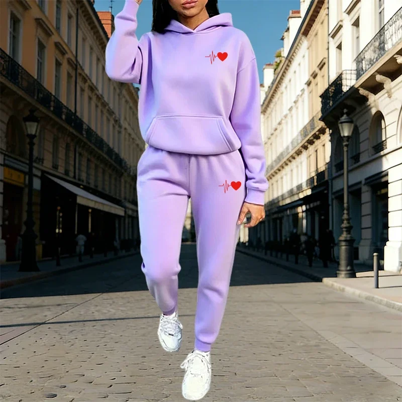 Women's Tracksuit Hoodies and Sweatpants Autumn Winter Daily Casual Sports Jogger Suit Home Outdoor Comfort Warm Pullover Outfit