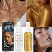 Glitter Highlighter Spray for Body,Hair,Fast Film Forming Makeup,Face Body Collarbone Hair Spray,Holiday Party Highlighter Spray