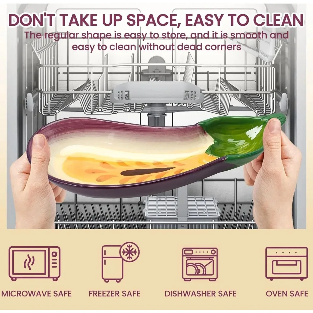 Chip And Dip Serving Platter Purple Eggplant Shaped Tray for Dips Crackers Chips Snacks Party Dish Appetizers Salads Sushi view 5