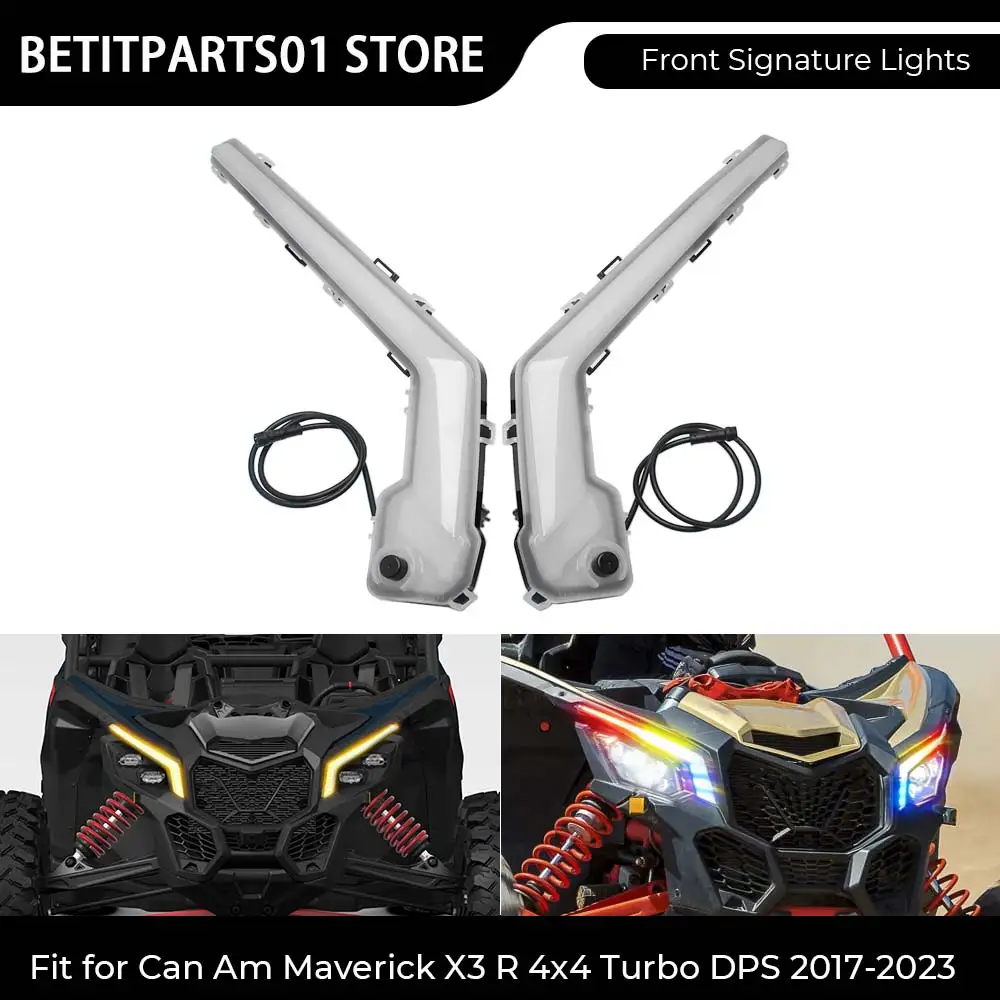 

UTV Accessories Front LED Signature Turn Signal Lights RGB ABS+PMMA Amber For Can Am Maverick X3 R 4x4 XRS Turbo DPS 2017-2023