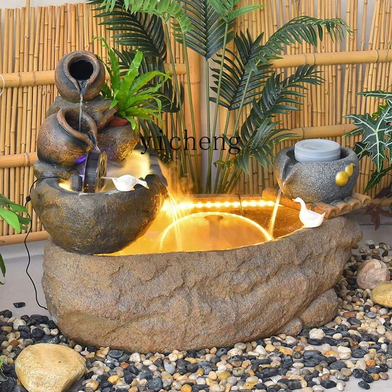 

TWR Sink Stone Basin Flowing Water Wealth-Attracting Ornament Floor Feng Shui Wheel Water Feature Decoration