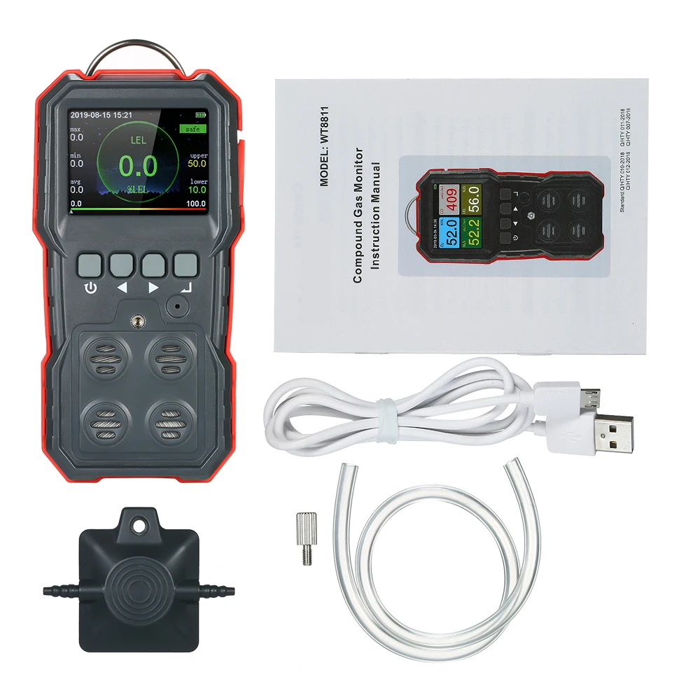 WT8811 4 In 1 Digital Gas Carbon Monoxide Detector Oxygen Combustible Gas Detector H2S Tester