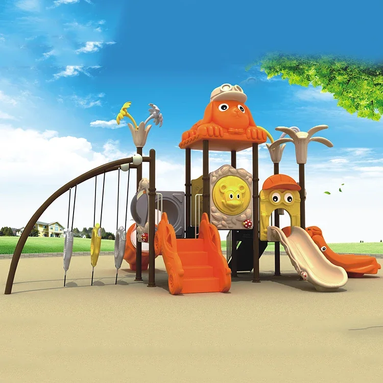 Playground Outdoor Kids Slide With Swings Outdoors Older Kids Fairground Equipment Amusement Park Games