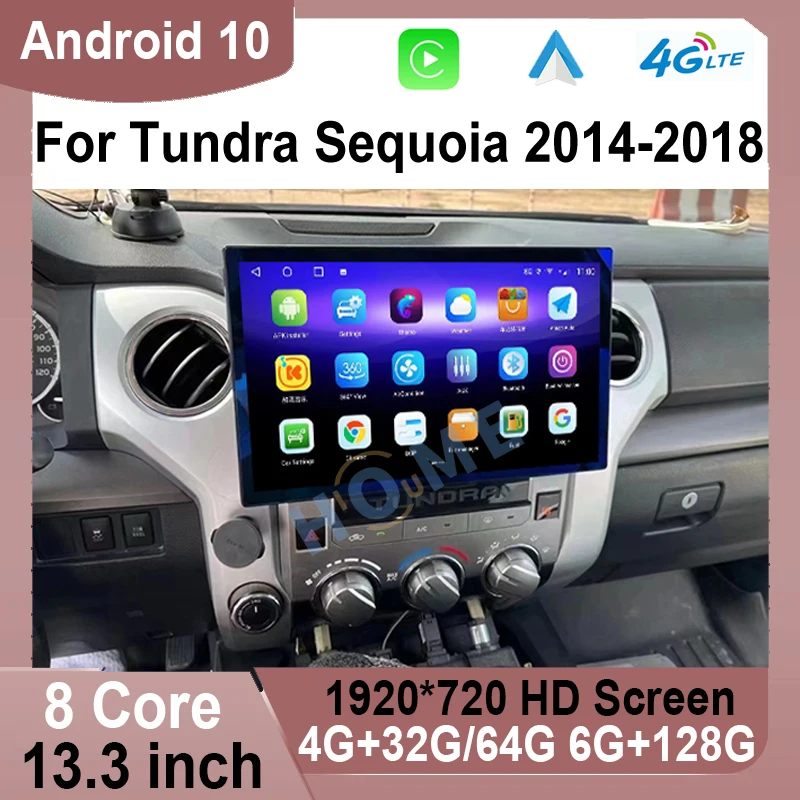 

13.3 Inch Car Radio Multimedia Player Android 10 Tesla Screen For Toyota Tundra Sequoia 2014-2023 Audio Stereo Carplay Head Unit