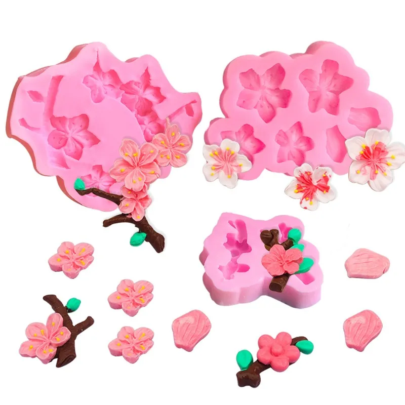 

Plum Blossom Branch Fondant Silicone Mold Chocolate Cake Decoration Tool Ultralight Clay Plaster Mold Cake Decorating Tools
