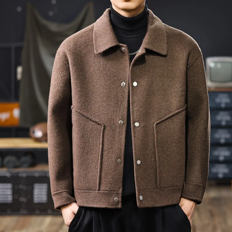 

American Cashmere Coat Men Short Winter Warm Woolen Coat