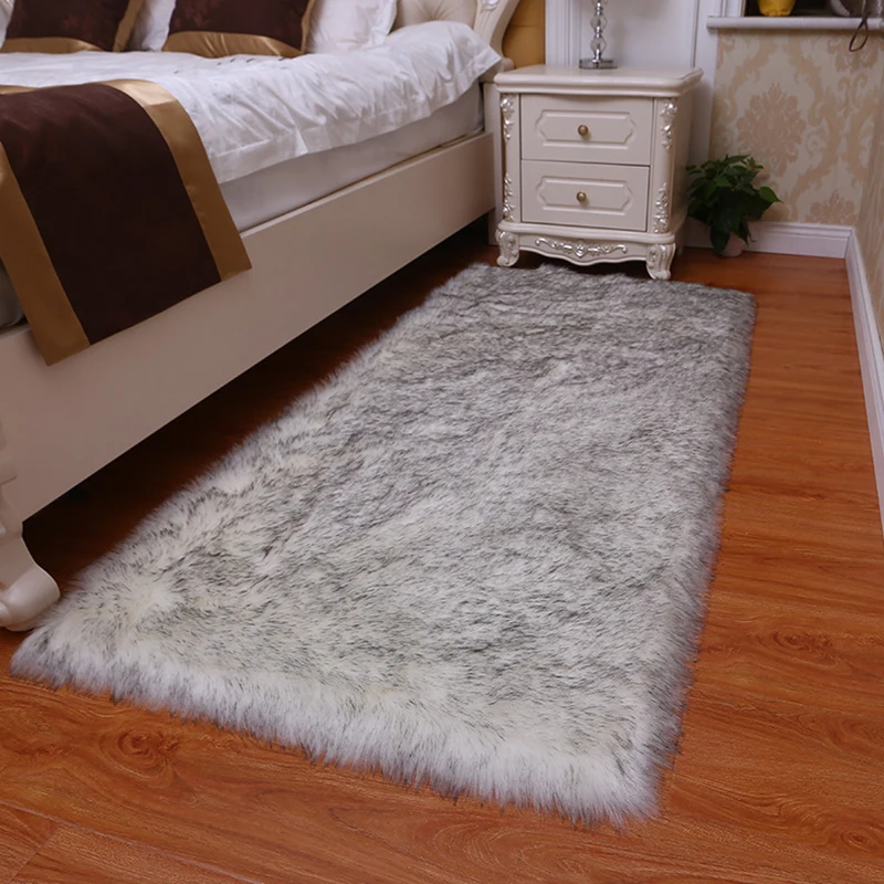 Soft Sheepskin Plush Carpet Imitation Bedside Mat Bedroom decoration Sofa Cushion White Plush Rugs Red Living Room Fur Carpet