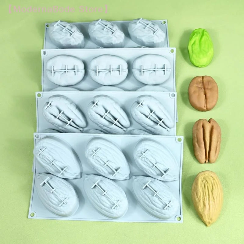 【M】Large Almond/Pistachio/Pecan/Coffee Bean Pudding Mousse Silicone Mold DIY Chocolate Ice Cream Mould Cake Decorating Tools