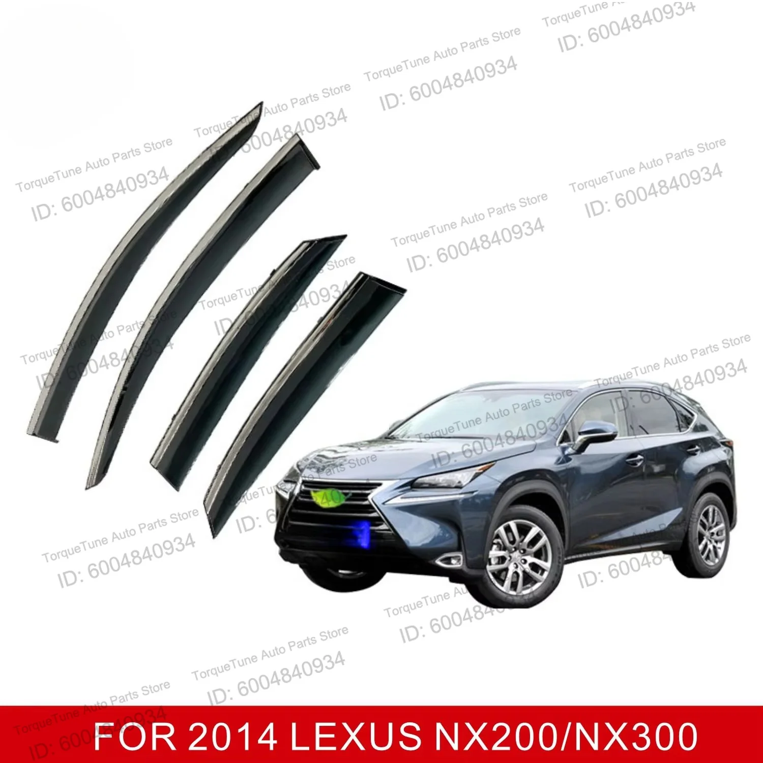 Premium Car Window Visor for LEXUS NX 200 300 2014+, Injection PC with Stainless Steel Strip, Rain and Sun Protection
