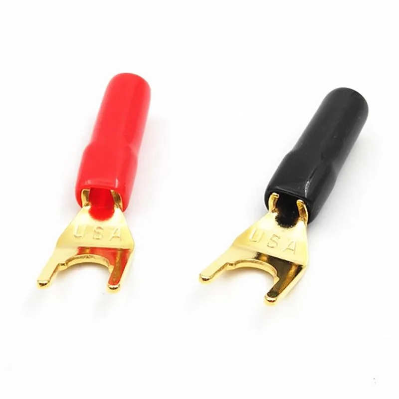 20 piezas/10 pares de conectores de banana en forma de Y y U, enchufes de horquilla dorados sin soldadura para altavoces 3