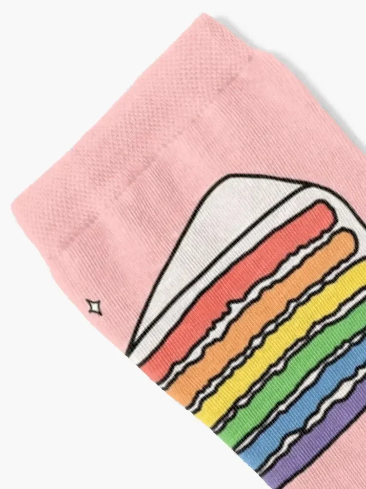 Rainbow cake slice Socks Run funny gift Mens Socks Women's