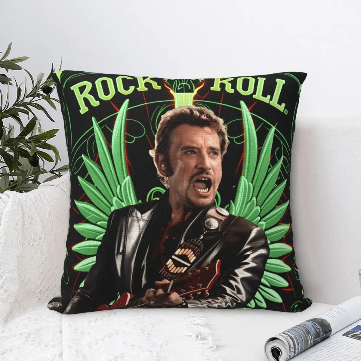 Pillow Case French Singer Johnny Hallyday Rock Star Square Pillow Cover Cushion Cover  Pillowcases For Wedding Party Home Decor