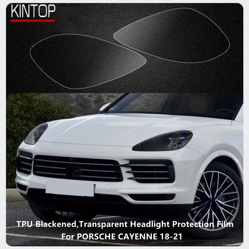 

For PORSCHE CAYENNE 18-21 TPU Blackened,Transparent Headlight Protective Film, Headlight Protection,Film Modification