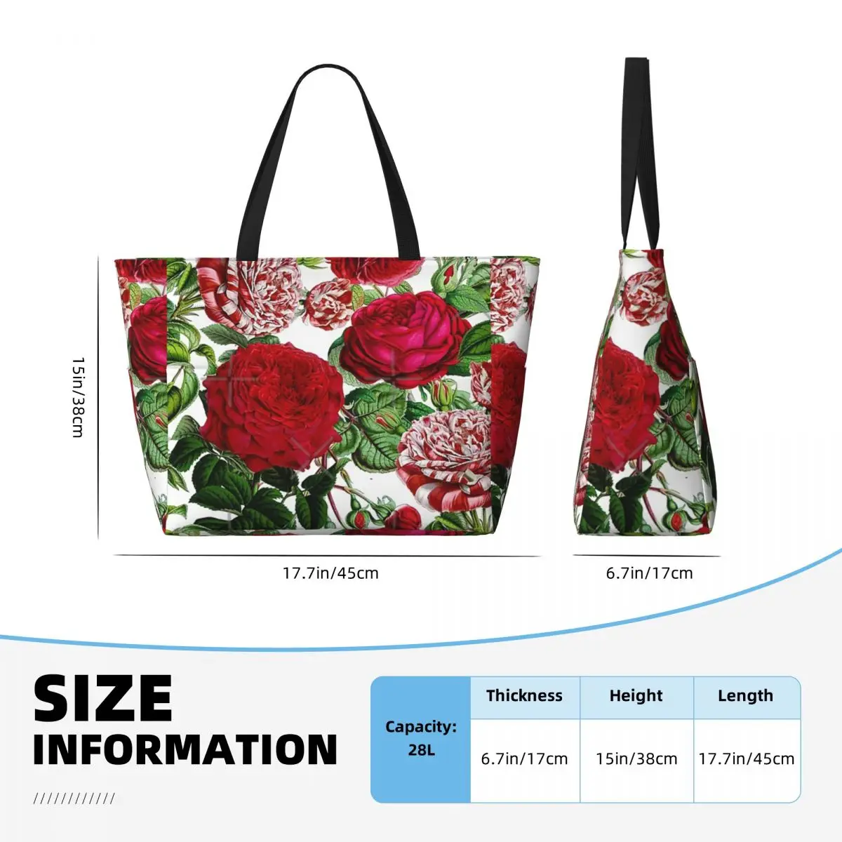 Summer Roses Botanical Garden Beach Travel Bag, Tote Bag Retro pratici regali regalo di compleanno modello Multi-stile