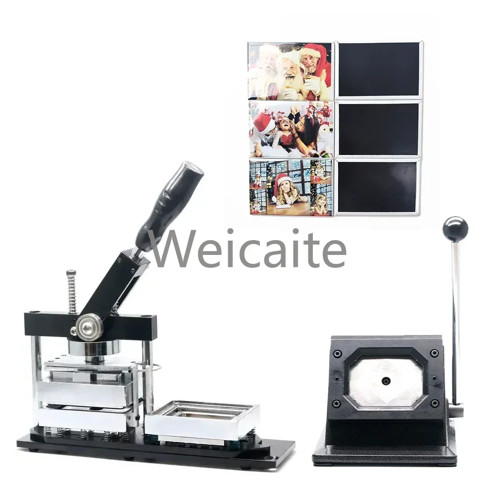 

80*53mm Fridge Magnet Making Machine Rectangle Button Maker Kit with Cutter and 500pcs Materials Convenient and Easy To Learn