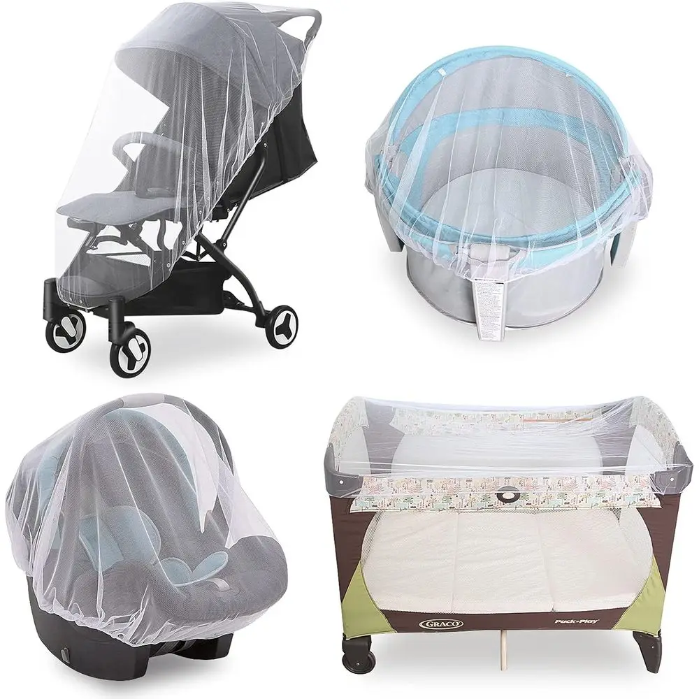 Portable Baby Mosquito Net for Strollers, Reusable Bug Protection, Playard, Pack 'n Play, Mini Crib, Durable Insect Netting, Whi