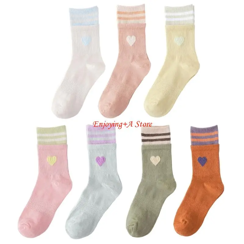 

PXPB 1 Pair Women Cotton Socks Breathable Athletic Sports Socks With Heart Design Stretchy Comfort For Casual Gym