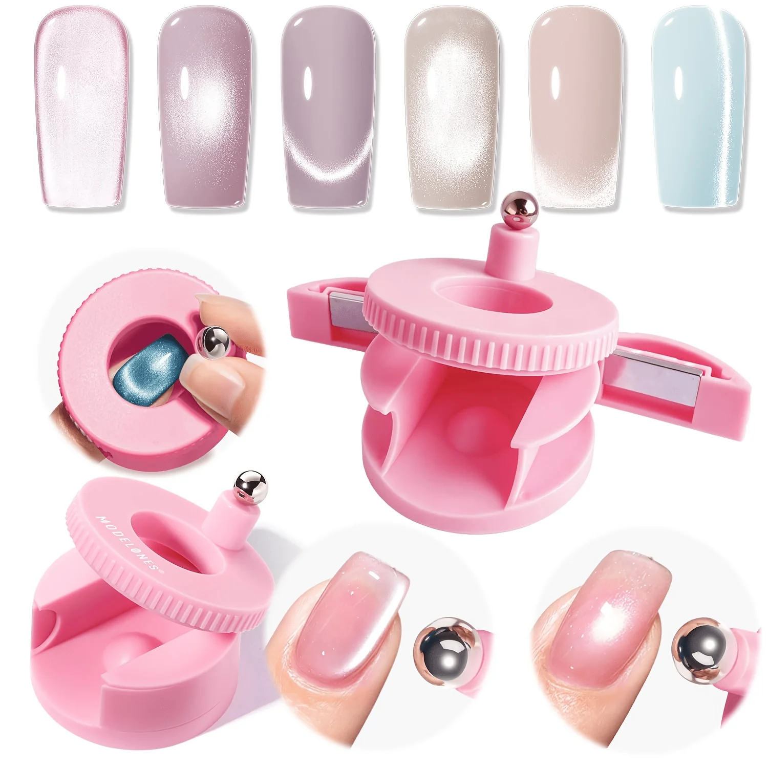 Baoshiman 360° Rotatable Cat Eye Nail Magnet, Dual-Lid Bead Tool for Gel Polish, Beginner Friendly