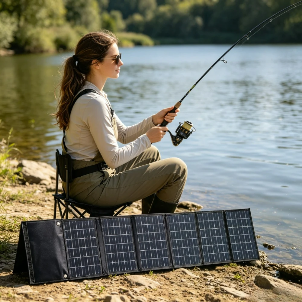Foldable Solar Power Bank 90W 50W Portable Waterproof Solar Charger Dual USB DC Output Designed For Outdoor Camping Hiking