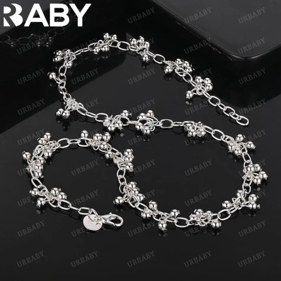 

URBABY 925 Sterling Silver Grape Beads Necklace For Women Anniversary Gift Popular Wild Fashion Romantic Jewelry