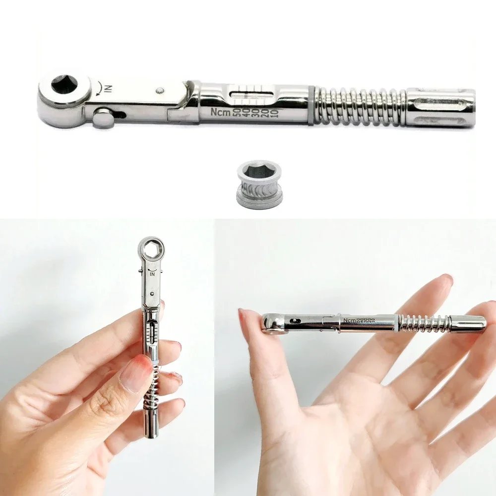 

Dental Implant Torque Wrench 10 50 Ncm 10 5mm Stainless Steel Ratchet with Drivers for Prosthetic Screw