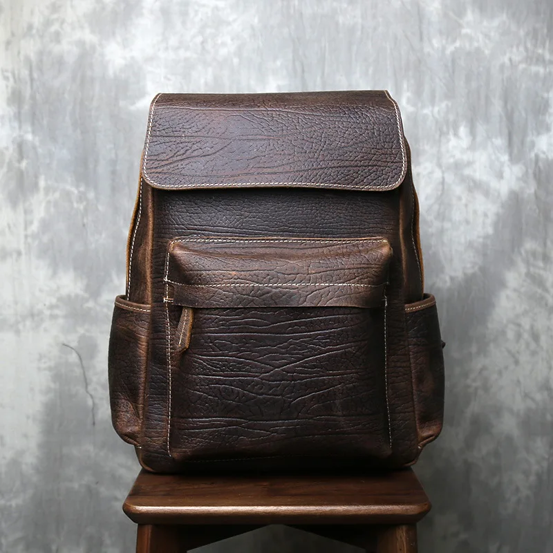 

Мужской универсальный дорожный рюкзак из натуральной кожи с тиснением Crazy Horse, простой рюкзак для компьютера большой вместимости