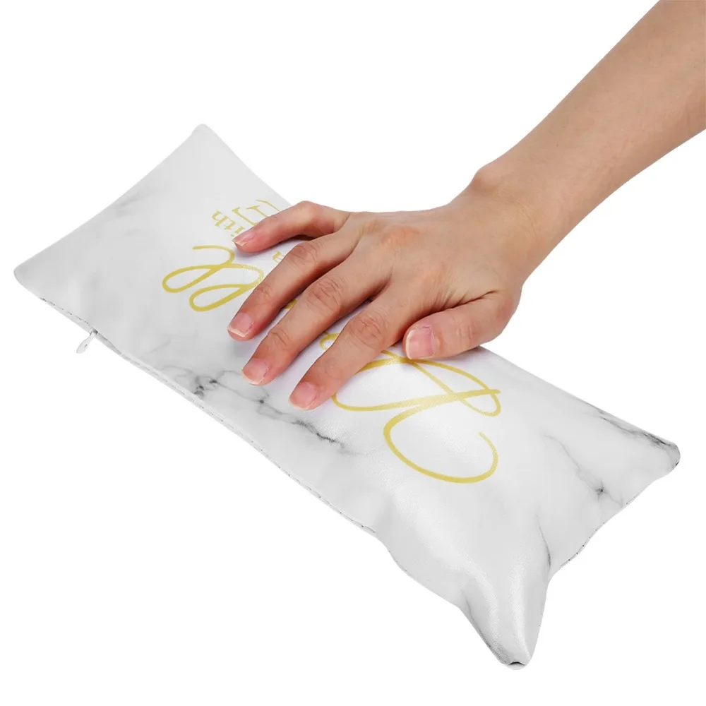 Portable Foldable Hand Rest Cushion PU Leather Soft Mat Nail Hand Pillow Marble Print Hand Rest Mat Salon Use