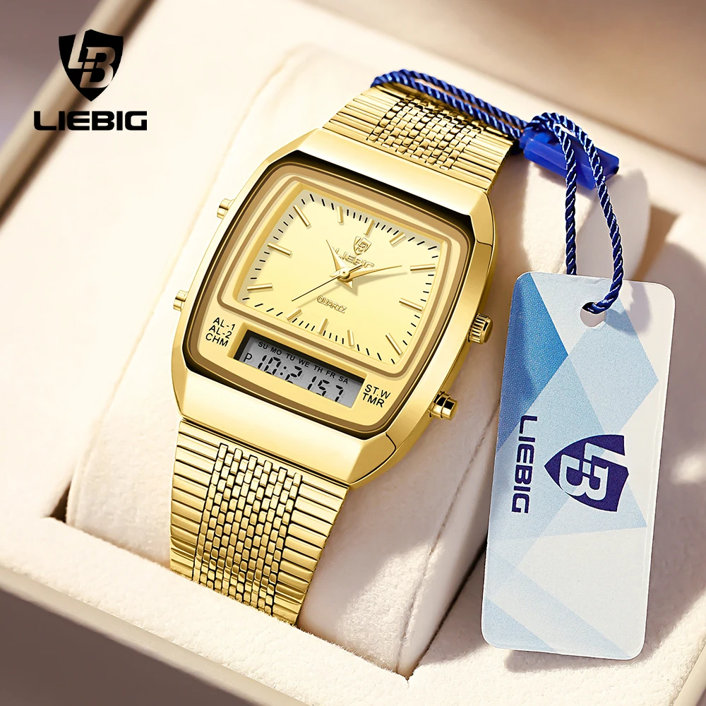 

LIEBIG Fashion Luxury Digital Quartz Watches For Men Women Outdoor Sports Stainless Steel Watch Waterproof Wristwatches Relojes