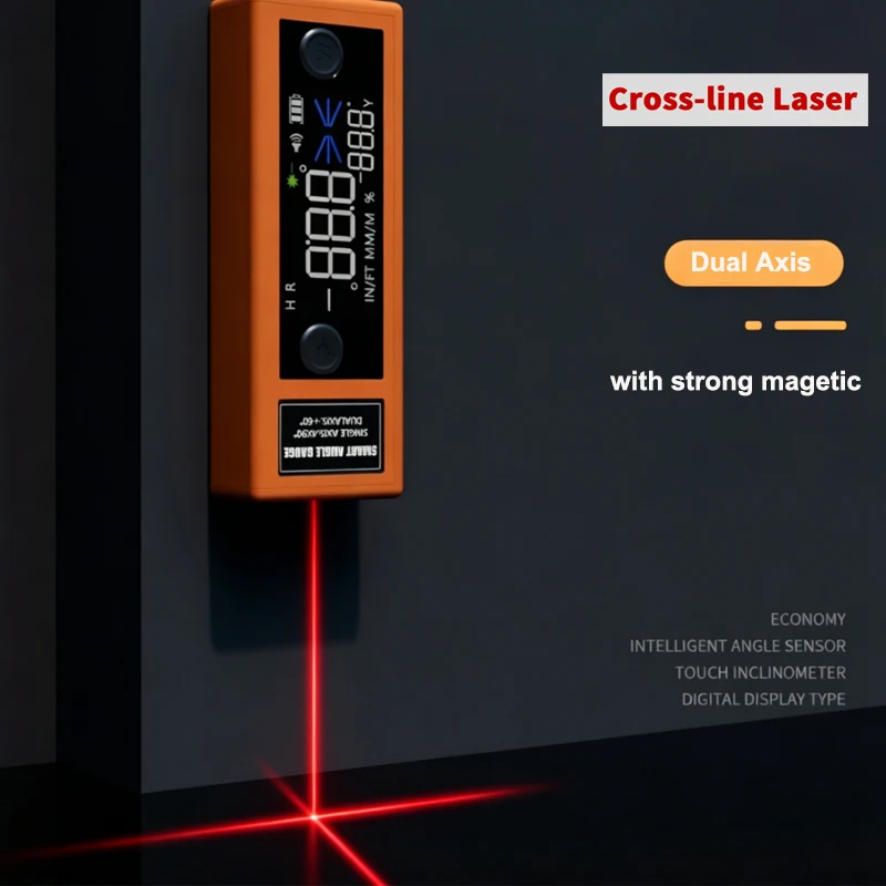 Inclinómetro Láser Digital Portátil de Doble Eje, Nivelador Recargable, Buscador de Ángulos para Mediciones de Precisión