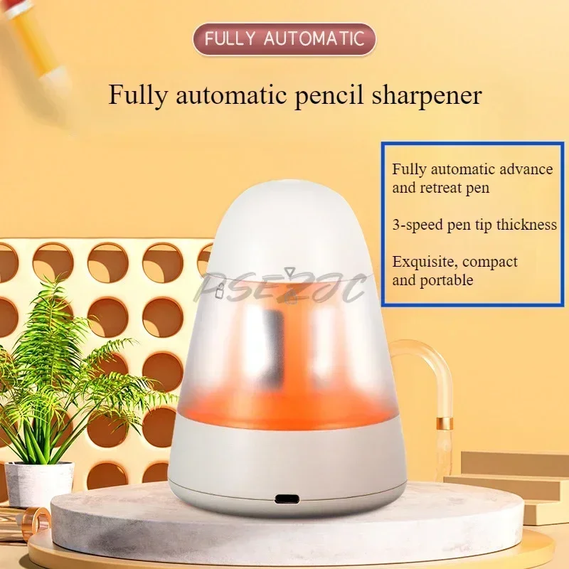 Fully Automatic Pencil Sharpener Electric Rechargeable Automatic Advance and Retreat Pen Freeing Hands Student Gift