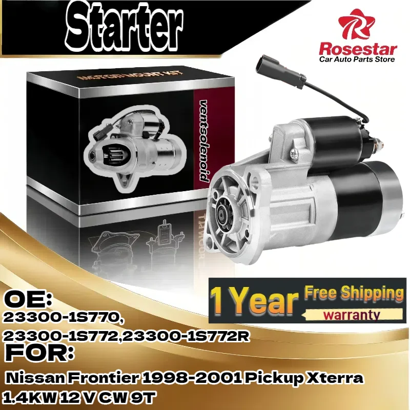 For Nissan Frontier 1998-2001/Pickup/Xterra | New Starter Motor | 1.4KW 12V CW 9T | OE 23300-1S770,23300-1S772,23300-1S772R