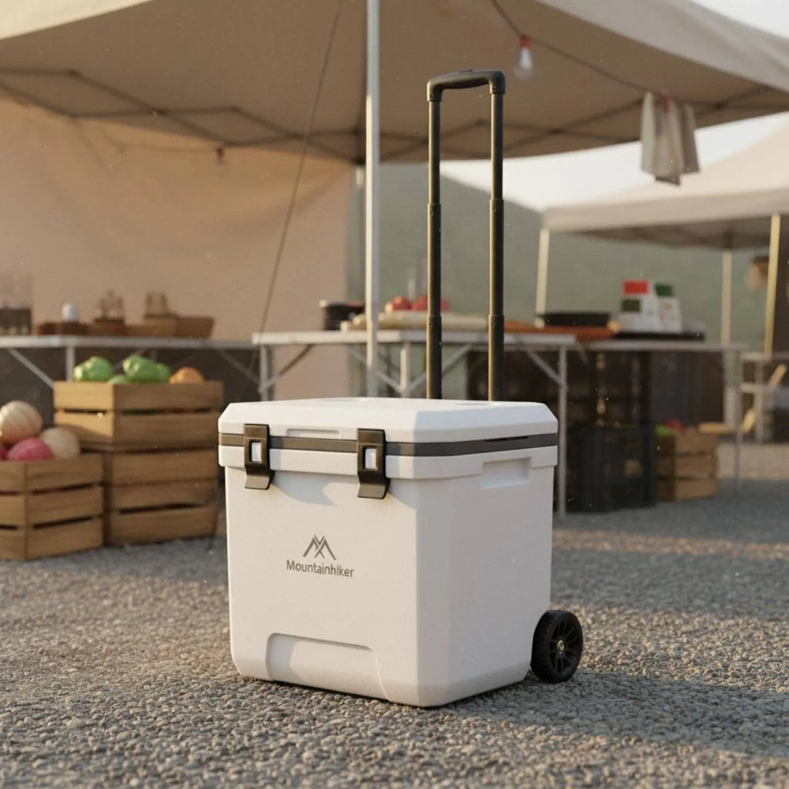 Wheeled Cooler Insulated Wheeled Cooler Box Portable Ice Chest Easy to Roll Cooling Gear Food Crisp for Market Stall, Car Travel view 4