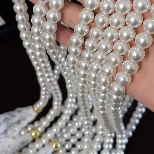 Elegant Long Bow Lace Belt Chain Women Pearl Tassel Waist Belt Decoration Knotted Chain Tie Up Dress Jeans Belt