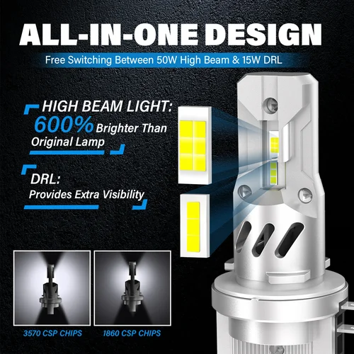 Imagen 2 del producto 2 uds 30000LM H15 bombillas de faros LED CANBUS 3570 CSP luz antiniebla de coche Luz de carretera luz de conducción diurna con ventilador de refrigeración 12V