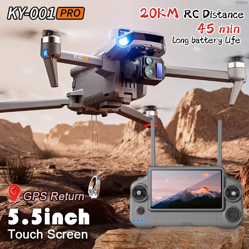 Recolección de datos fotografía aérea KY001 Drone cardán de 3 ejes 8K GPS transmisión Digital Control de pantalla juguete RC de larga resistencia