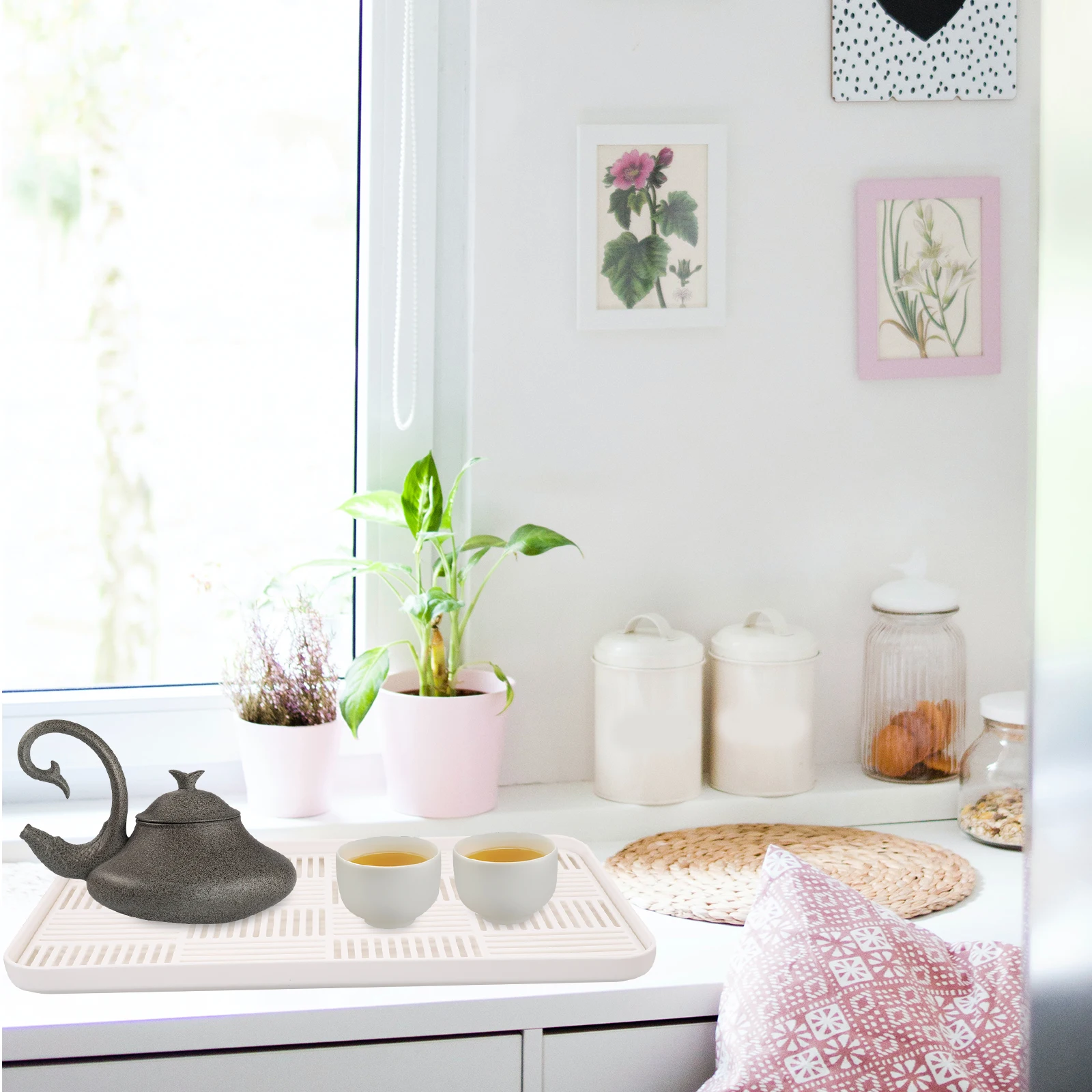 

Double Layer Tea Tray Vegetable Storage Plate Dish Drying Fruit Holder Multi Function Pp Plastic Kitchen Bar Accessories