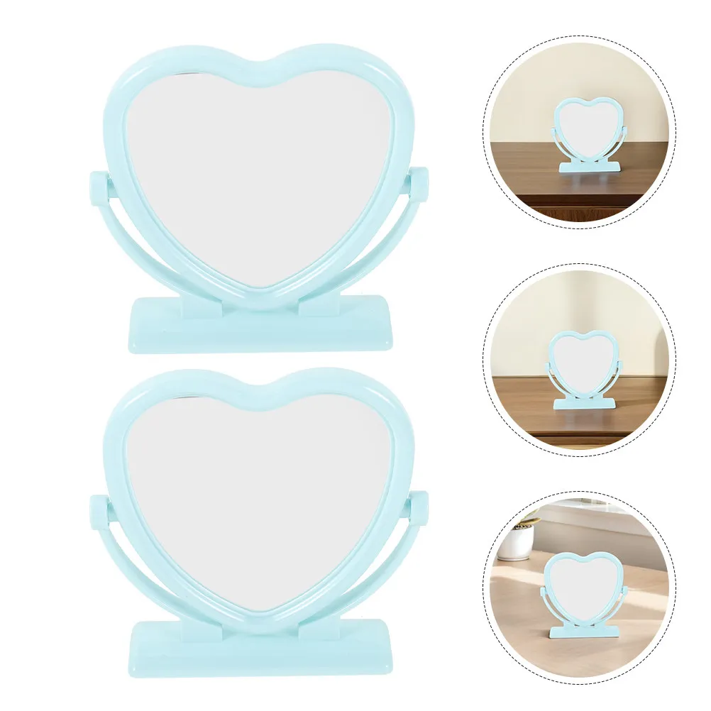 

Набор из 2 двусторонних зеркал в форме сердца: элегантные портативные настольные зеркала для туалетного столика и декора