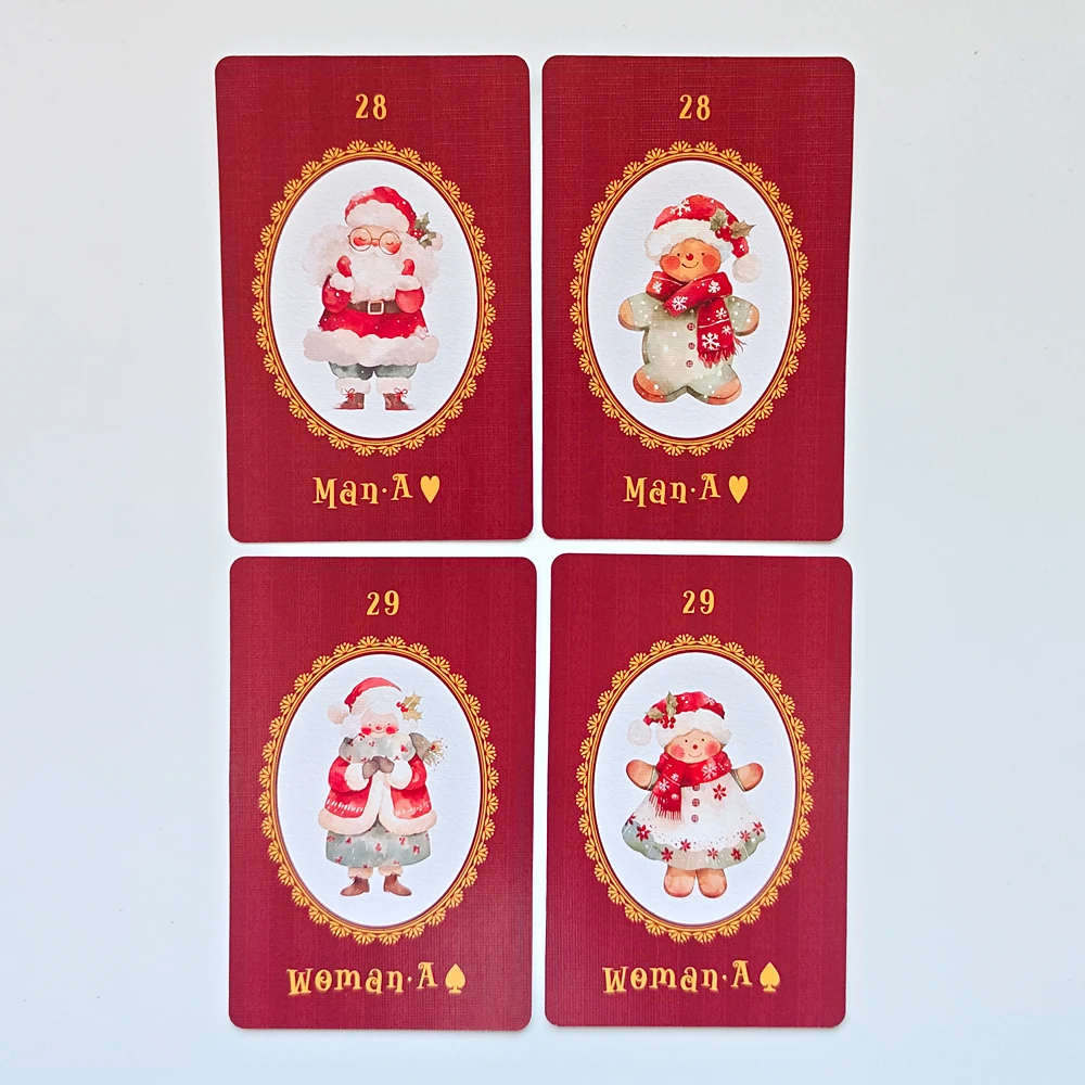 9*6cm Christmas Carol Lenormand Deck 42 Pcs Cute Christmas-themed Lenormand Cards Printed on 350GSM Double-embossed Cardstock