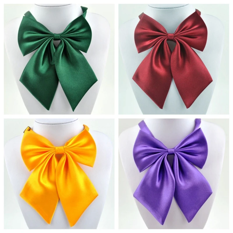 

Solid Color Bright Collar Flower for Girls College Style No Hand Knotting Student Uniform Bow Tie Simple Daily Shirt Accessories
