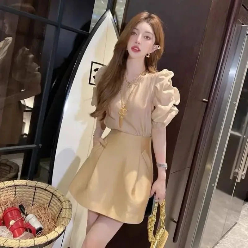 Skirt Women\'s Two Piece Set Short Sleeve Suits Kawaii Cheap Clothing Korean Style Offers Formal Event Vintage Female Outfits