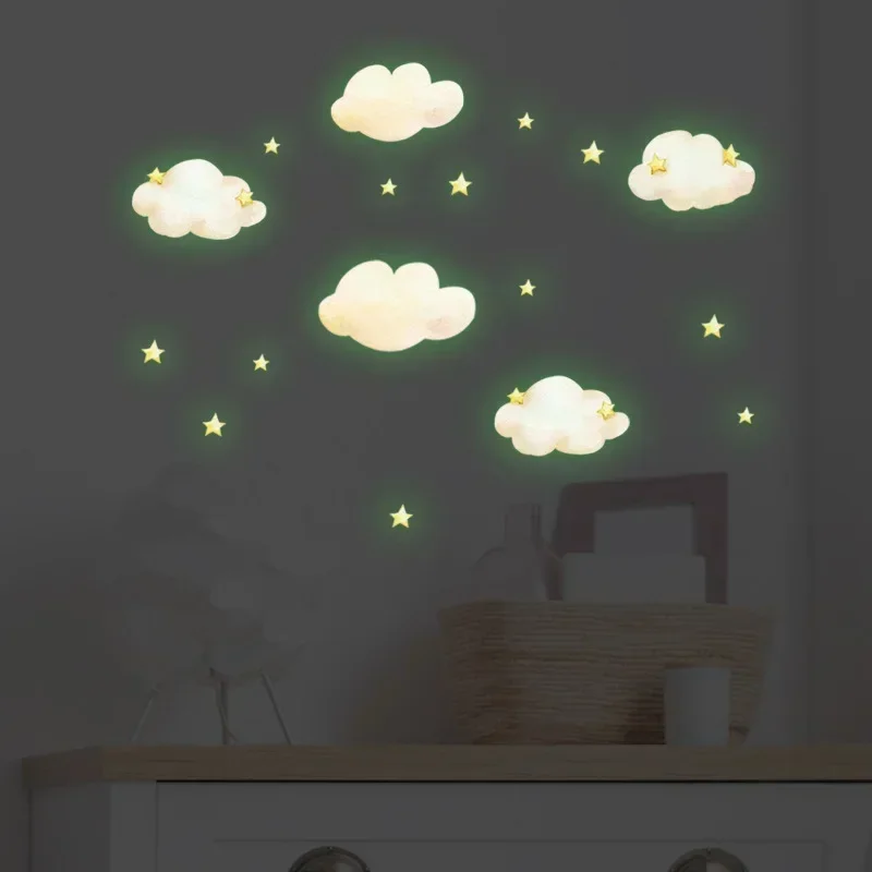 Cartoon Cloud Luminous Stickers Glow in The Dark Stars Wall Stickers for Kids Rooms Bedroom Ceiling Home Decoration Wall Decals