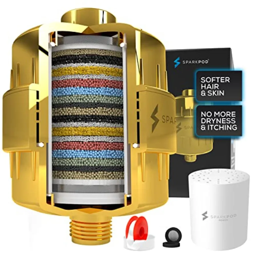 

23 Stage Shower Head Filter for Dry Hair and Skin - High Output Universal Shower Filters to Remove Toxic Chemicals Chl