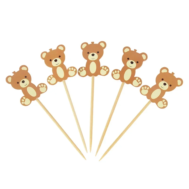 10pcs Cute Bear Food Picks Cake Dessert Toothpicks Fruit Forks Wedding Birthday Party Baby Shower Decoration Supplies Christmas