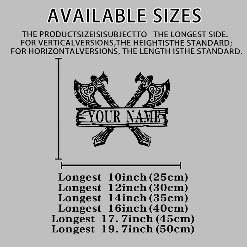 Personalized Viking Culture Wall Sign Single Piece Black Outdoor Home Decor Iron Artistic Viking Name Plaque No Feathers Require