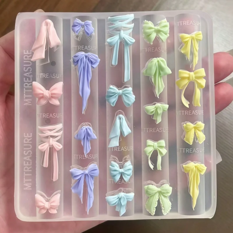 Versatile Butterfly Knot Silk Ribbon Embellished Cute Bowtie 3D Relief DIY Nail Art Silicone Mold