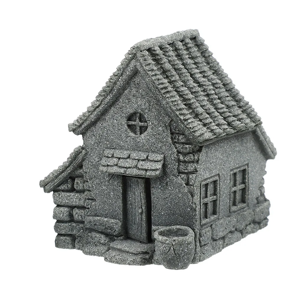 

1Pcs Artificial Flower Bonsai Miniature Chinese House Sandstone Succulent Planter Vintage Garden Decor for Home Micro Landscape