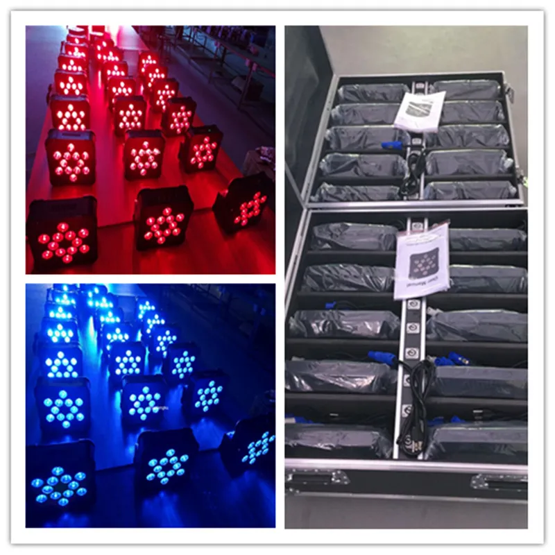 10 pieces with chargingcase Party Wedding Club DMX Led Slim Flat Par Can Lights 12x10w par led Wireless rgbw LED Wash Lights